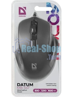 Мышь проводная Defender Datum MB-347 черный, 1600 dpi, USB, кнопки - 4