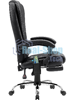 Кресло Defender CARDINAL черный, экокожа, 120 кг, подставка для ног, механизм качания