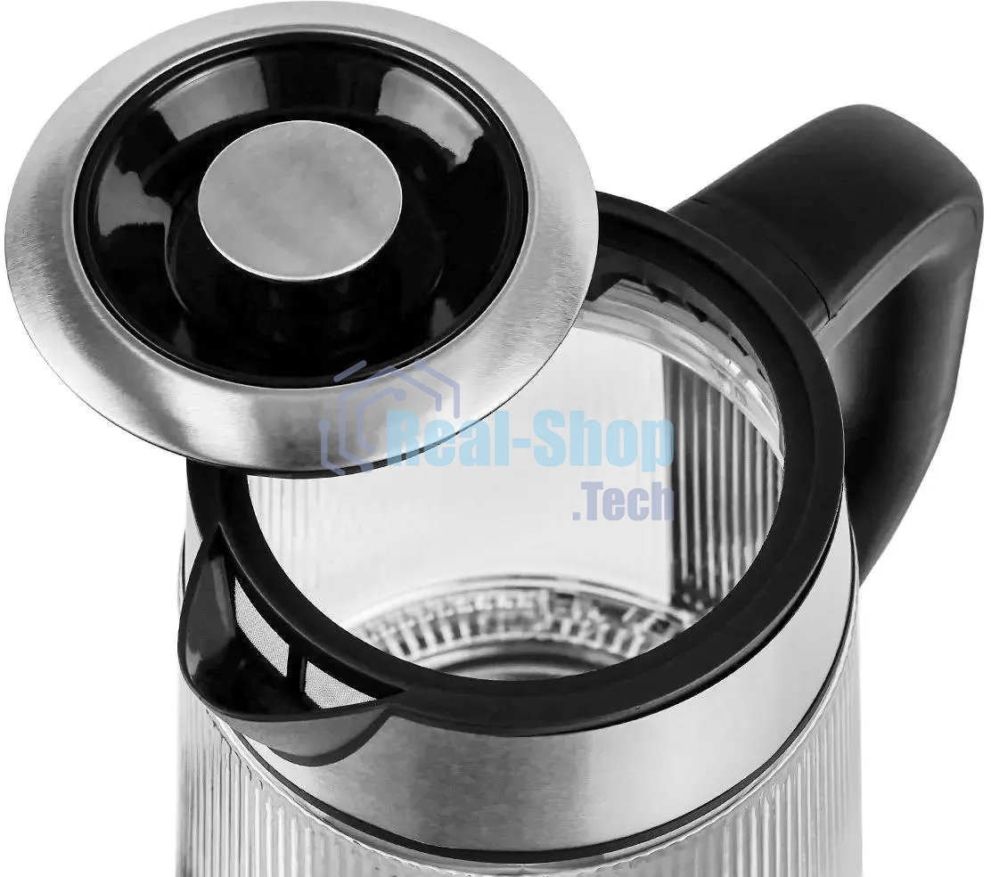 Чайник электрический Centek CT-0013 стекло, 2200 Вт, 1.8 л, серебристый