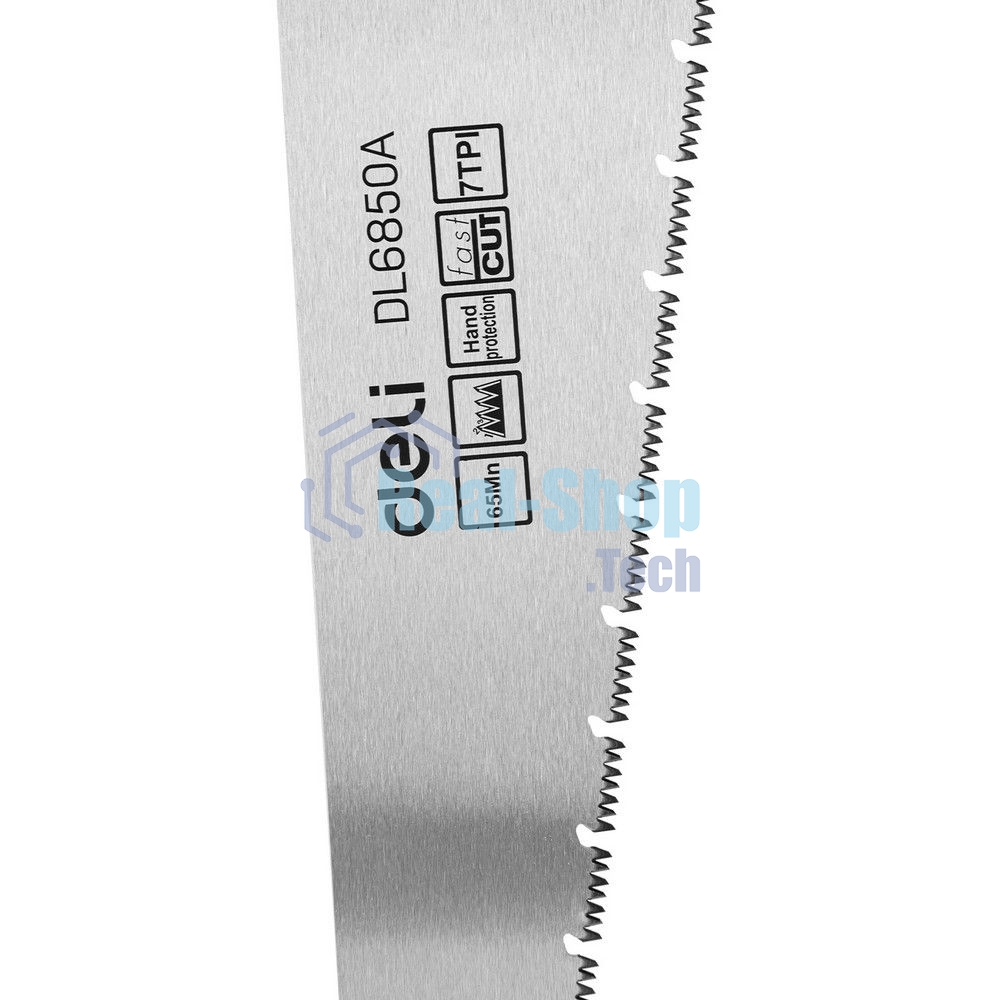 Ножовка по дереву Deli DL6850A 500мм, сталь 65Mn, шлифовка зубцов с 3-х сторон, рукоять из двухкомпонентного противоударного пластика
