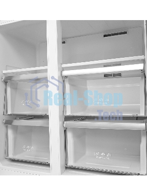 Холодильник LEX LCD450WGID белый стекло трехкамерный 288/129л морозилка снизу, No Frost, Side-by-Side