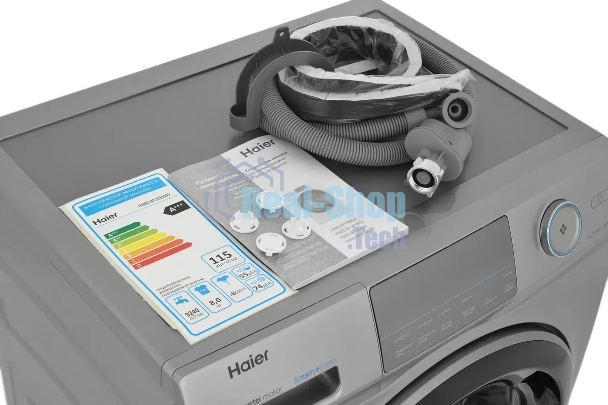 Стиральная машина Haier HW80-BP14969BS серебристый загрузка фронтальная 8 кг, 1400 об/мин., класс: А+++