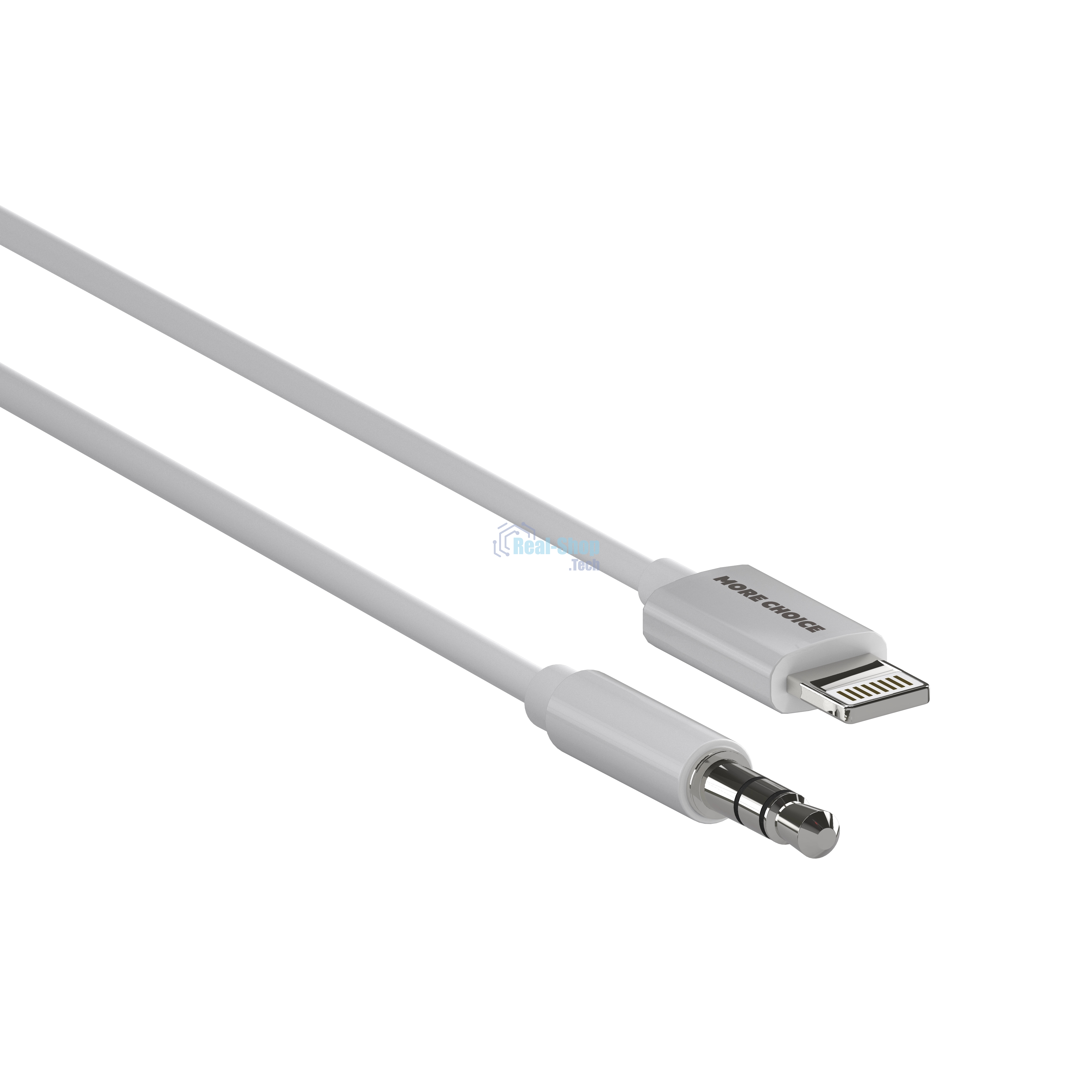 Кабель аудио MORE CHOICE (4610196409820) UK28i AUX 3.5мм Lightning 8-pin 1м, белый
