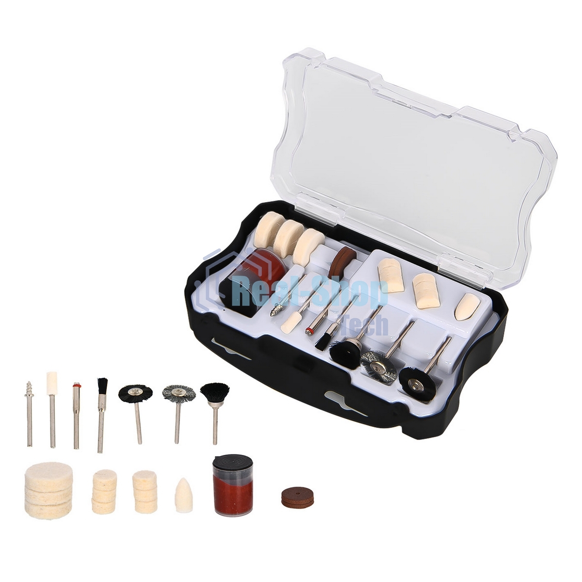 Набор оснастки для гравера (20 шт) Deli DH-ZMT02-EH1 хвостовик 3,2мм, пласт. кейс