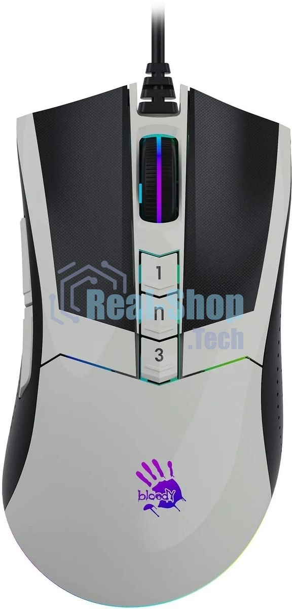 Мышь проводная A4Tech Bloody W90 Max белый/черный, 10000 dpi, USB, кнопки - 10