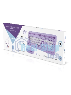 Комплект клавиатура+мышь Smartbuy Cute Bunny беспроводной, USB, 1000 DPI, сиреневый/белый