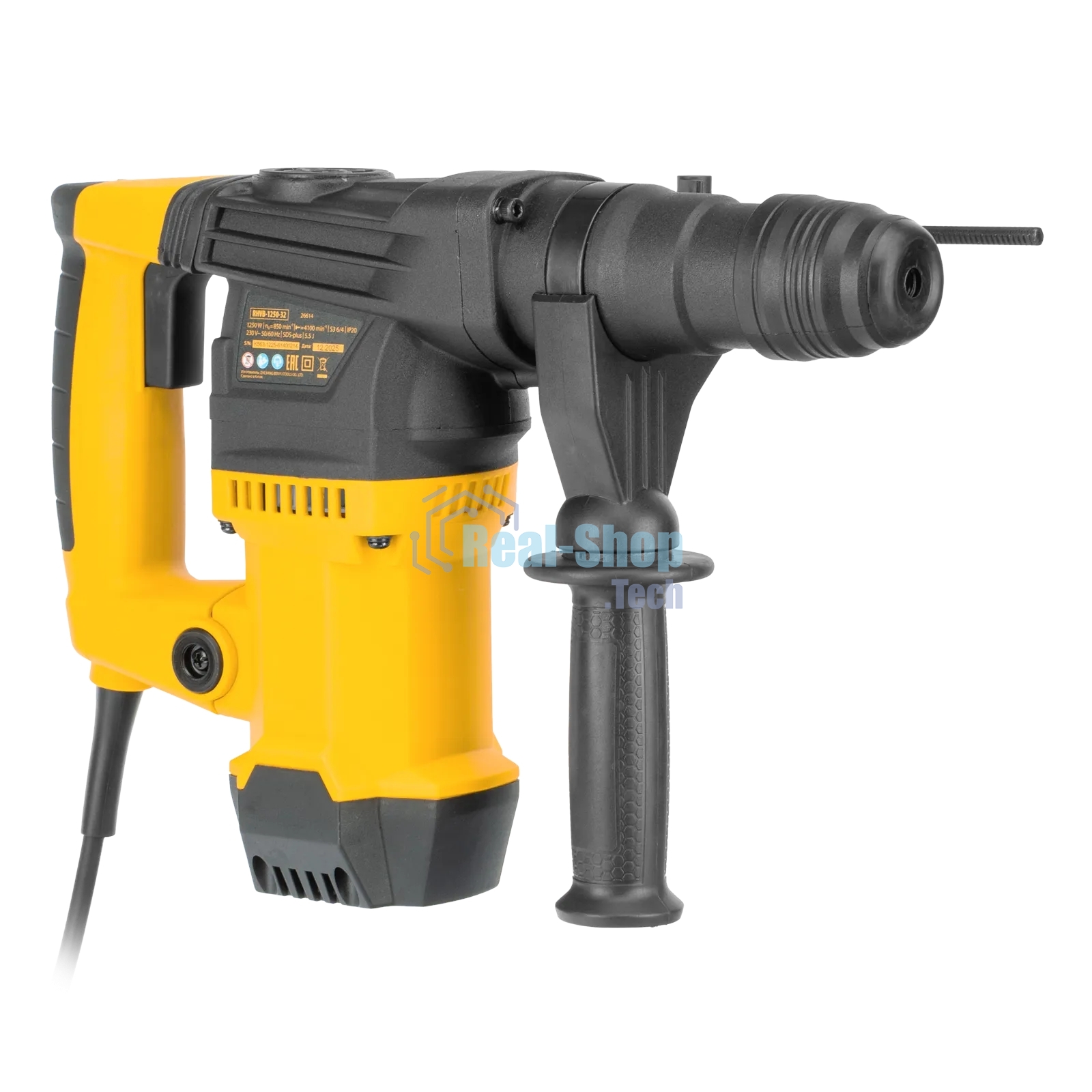 Перфоратор Denzel RHVB-1250-32, SDS-plus, 1250 Вт, 5,5 Дж, от сети