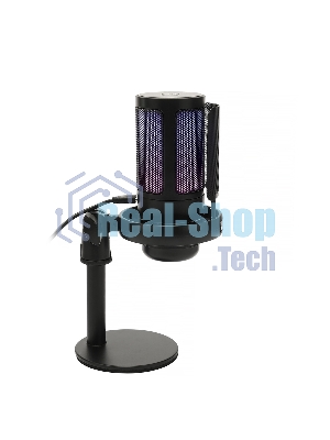 Микрофон конденсаторный Gembird M-01N, подсветка RGB, шумоподавление, настольный держатель, черный