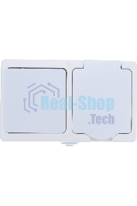 Блок ОП Аллегро 1-кл. вык. + роз. с заземл. защ. шторки с крыш. IP54 бел. UNIVersal 5562968