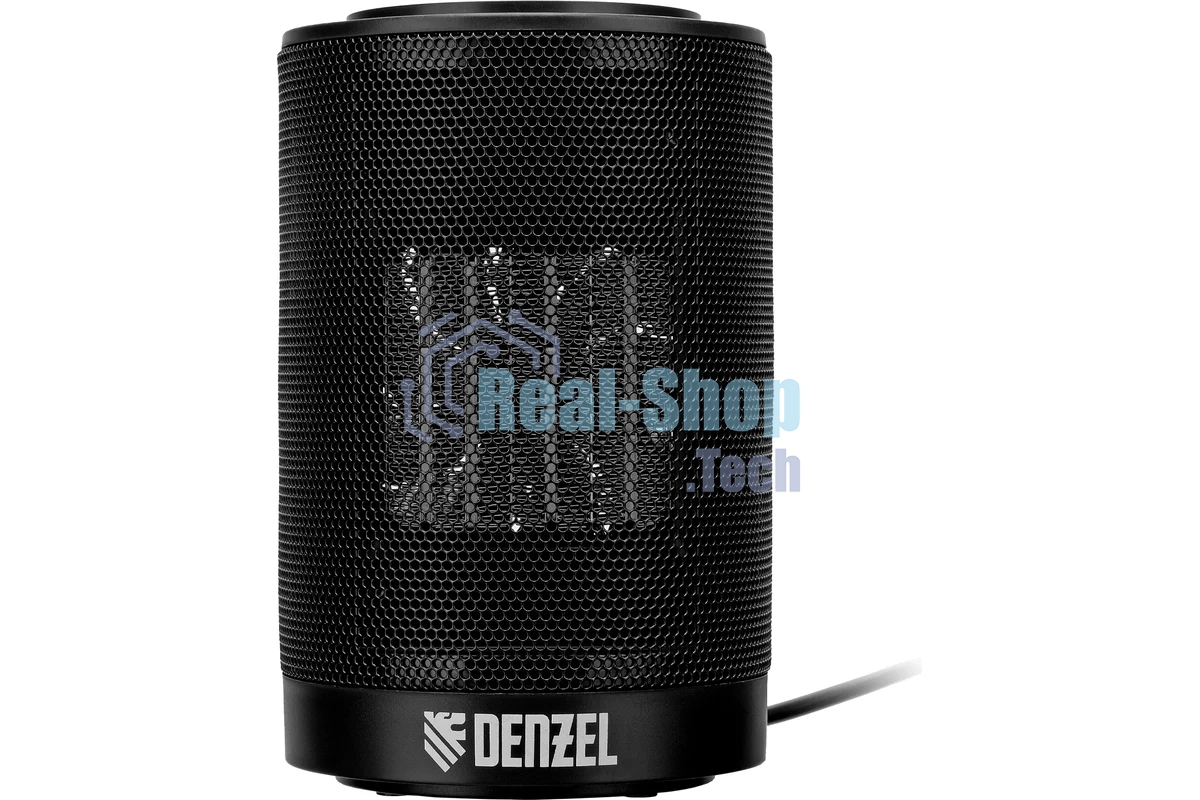 Тепловентилятор керамический Denzel DTFC-1200S, черный, 600/1200 Вт, 12 м2, 3 режима, термостат