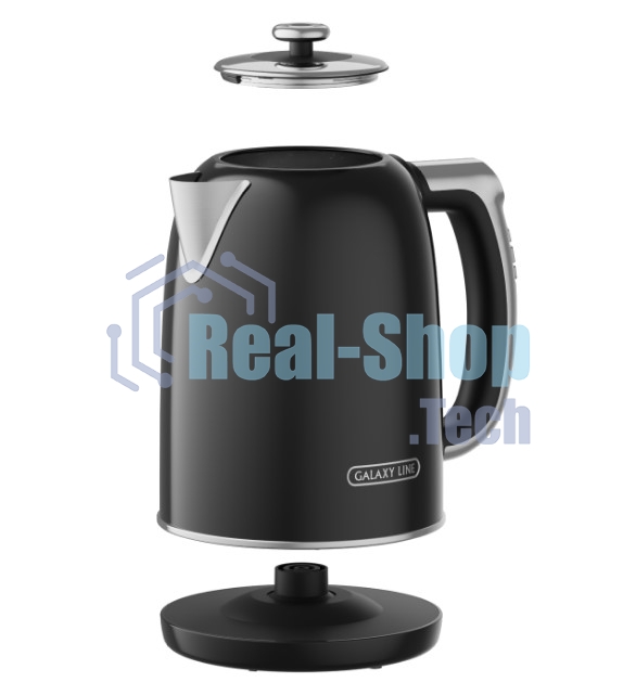Чайник электрический Galaxy Line GL 0360 1.7л. 2200Вт черный корпус: нерж.сталь/пластик
