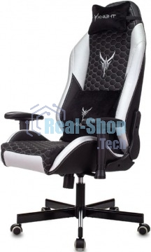 Кресло игровое Knight Neon черный/серебряный соты эко.кожа с подголов. крестовина металл