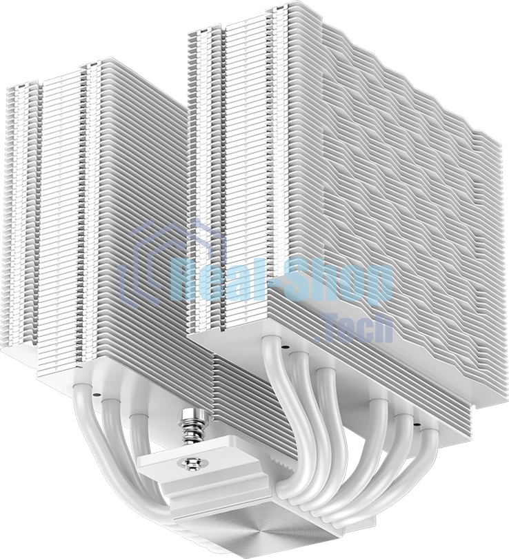 Кулер для процессора PCCooler RZ620 WH (260W, 4-pin PWM, 158мм, Al/Cu, 6x6мм, 2x120мм, 86.73CFM, 32dBA, 1800RPM, S: 1851/1700/1200/115X, AM5/AM4, белый)