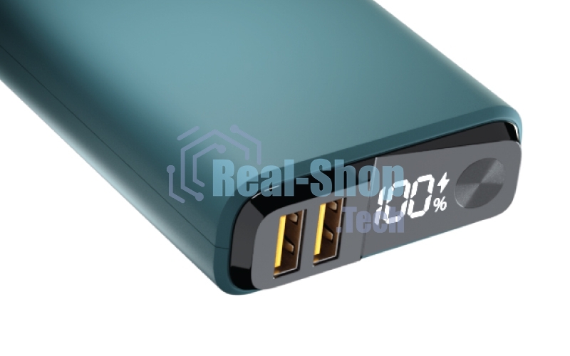 Портативный аккумулятор OLMIO QS-10, 10000mAh, 22.5W QuickCharge3.0/PowerDelivery, LCD, темно-зеленый