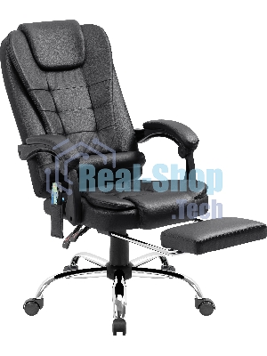 Кресло Defender CARDINAL черный, экокожа, 120 кг, подставка для ног, механизм качания