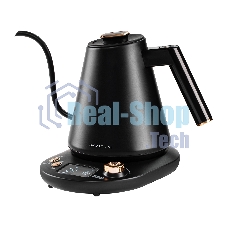 Чайник заварочный для кофе и чая Galaxy LINE GL 0341, черный, металл, 1100 ВТ, 1 л, корпус из нержавеющей стали AISI 304, установка температуры от 40 до 100 °C, функция поддержания температуры, 3 запрограммированных режима нагрева воды до 91°С, 93 °С, 96 