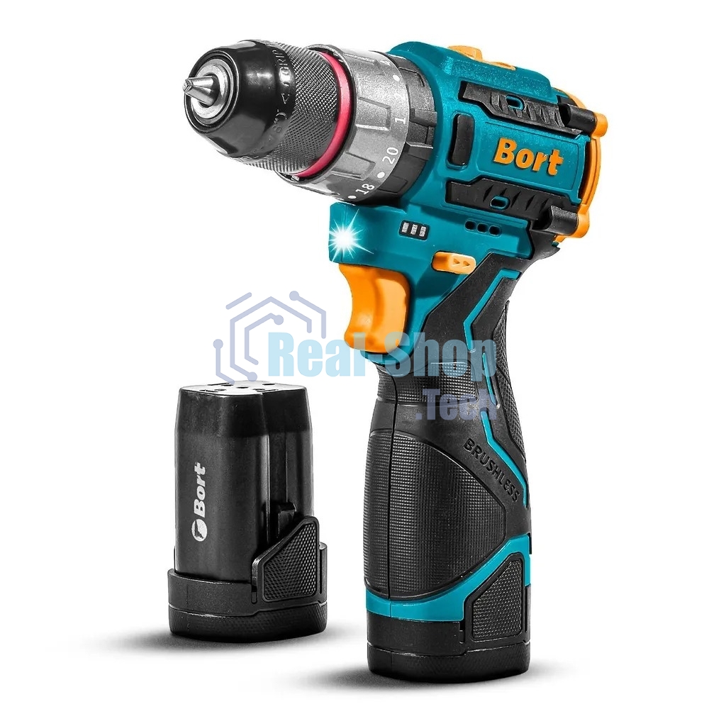 Дрель-шуруповерт Bort BAB-16U, Аккумуляторная, 16.8В, 2 АКБ, Кейс