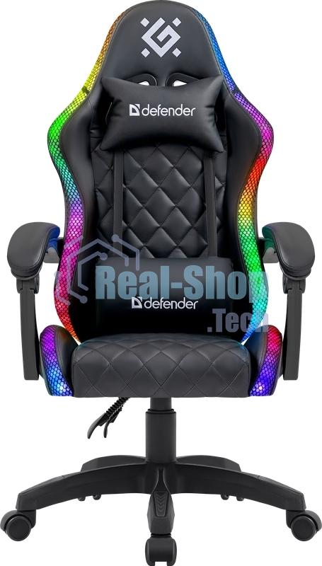 Кресло Defender ENERGY черный, экокожа, 120 кг, механизм качания