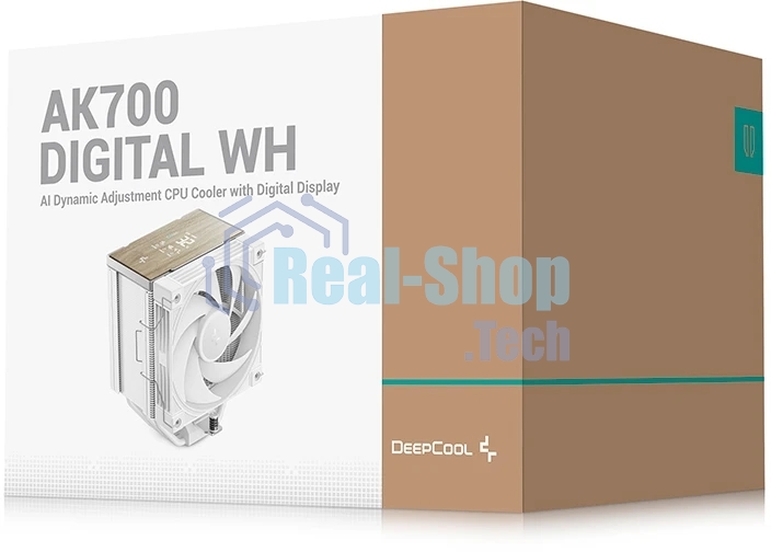 Кулер для процессора DEEPCOOL AK700 DIGITAL WH LGA1851/1700/1200/115X/AM5/AM4 (9шт/кор, TDP 260W, PWM, Fan 120mm, 7 тепл. трубок, Copper Base, белый) RET