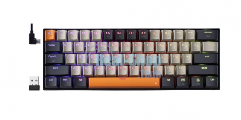 Клавиатура беспроводная Redragon Caraxes Pro, USB, Bluetooth/Радиоканал, черный