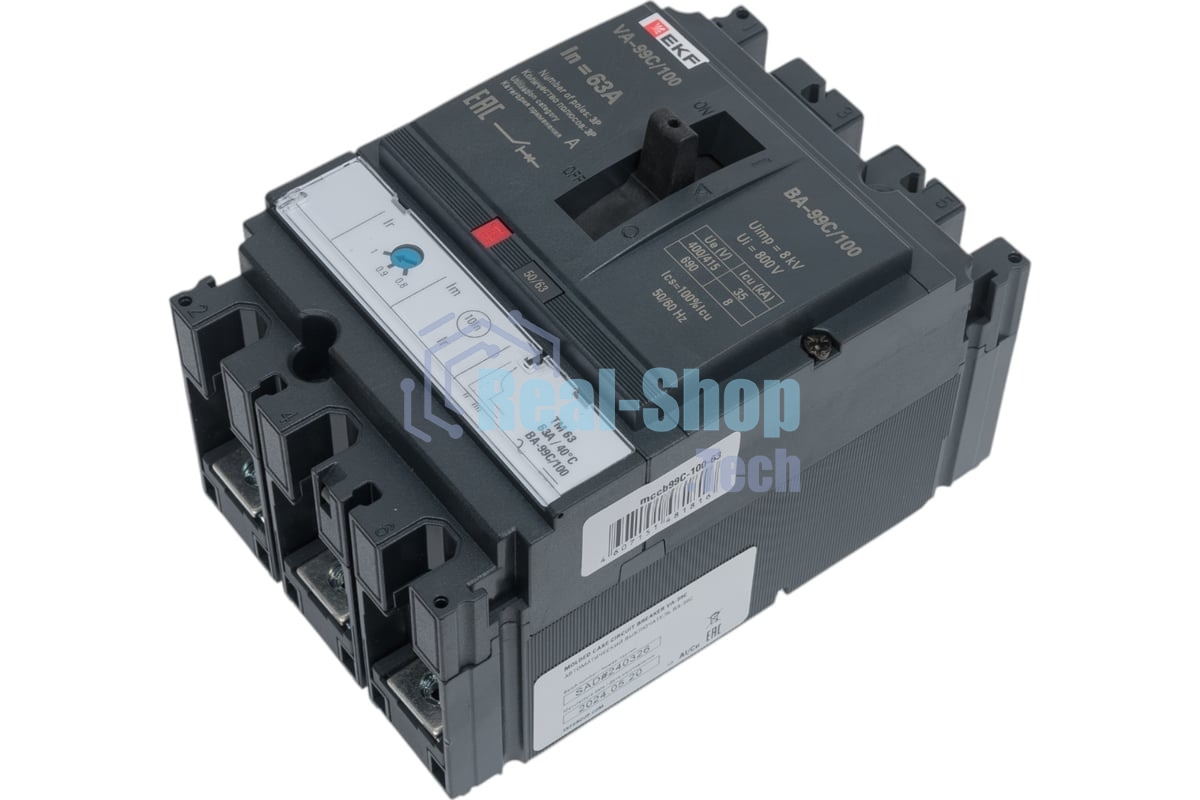 Выключатель автоматический EKF PROxima mccb99C-100-63 3п 100/63А 36кА ВА-99C Compact NS