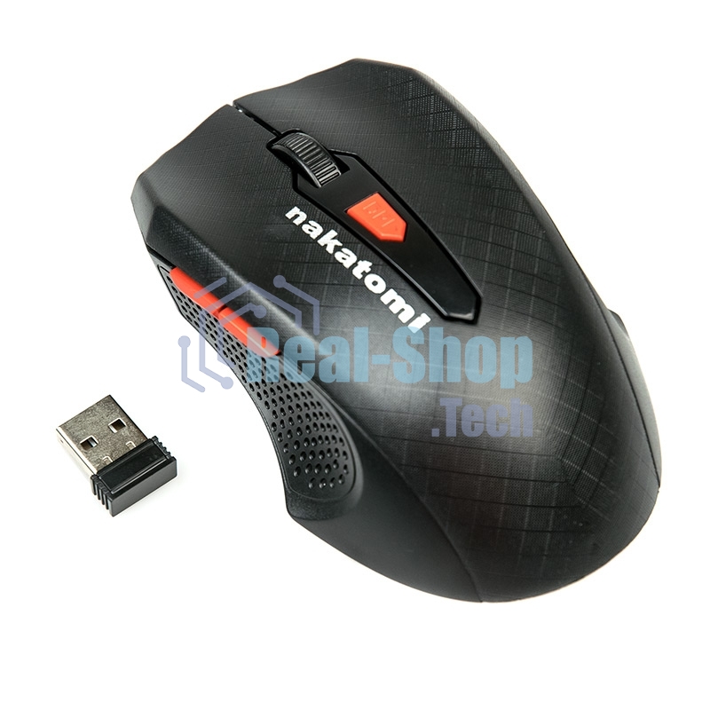 Мышь беспроводная Nakatomi MRON-07U черный, 1600 dpi, радиоканал, USB, кнопки - 5