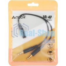 Адаптер аудио A4Tech AD-4P Jack 3.5 (f)/2xJack 3.5 (m) 0.2м. черный