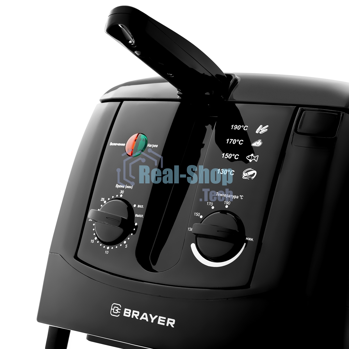 Фритюрница BRAYER 2830BR-BK чёрный, 1800 Вт, 3 л, 0.6 кг, съёмная чаша, таймер
