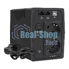 Источник бесперебойного питания ExeGate Power Back BNB-650.LED.AVR.2SH.RJ.USB (650VA/360W, LED, AVR,2*Schuko, RJ45/11, USB, батарея 12V 7.2Ah, Black)