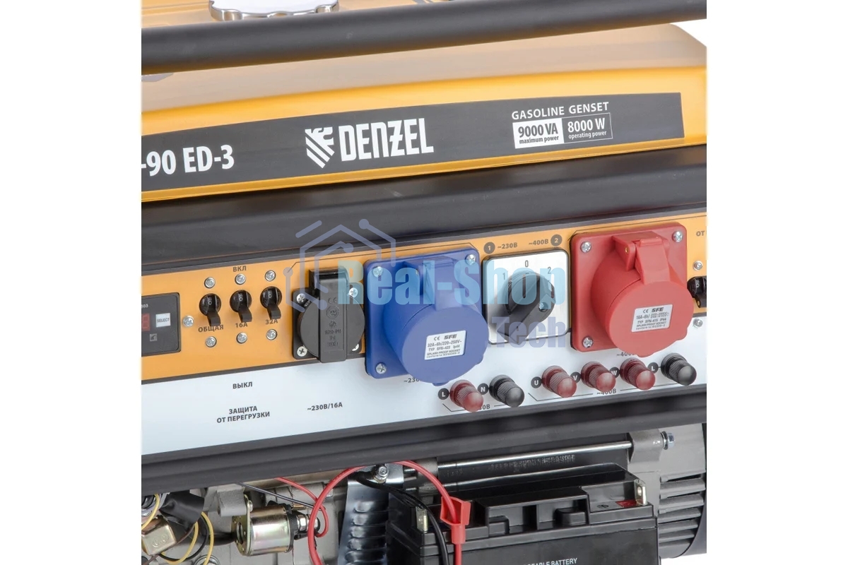 Электрогенератор бензиновый Denzel PS 90 ED-3, 9 кВт, 85 дБ, 90 кг