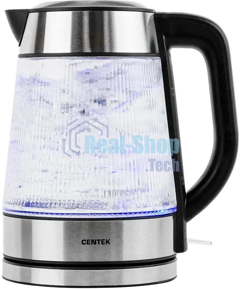 Чайник электрический Centek CT-0013 стекло, 2200 Вт, 1.8 л, серебристый