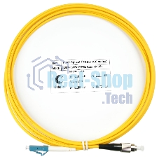 Патч-корд оптический Cabeus Tight Buffer, Simplex FC/LC, OS2 9/125, LSZH, 3м, Ø 3мм, чёрный хвостовик, жёлтый