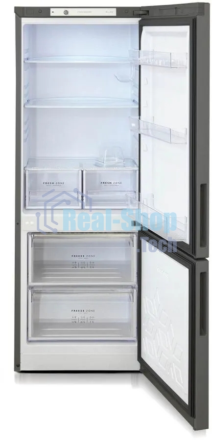 Холодильник Бирюса Б-W6034 графит матовый двухкамерный 210/85л морозилка снизу