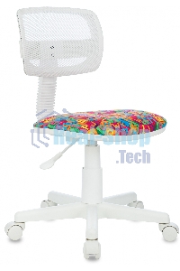 Кресло детское Бюрократ CH-W299 белый TW-15 мультиколор сиденье алфавит, сетка/ткань, крестов. пластик, пластик белый