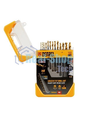 Набор сверл по металлу Denzel 1,5-6,5 мм, HSS-Tin, Golden Tip, 13 шт