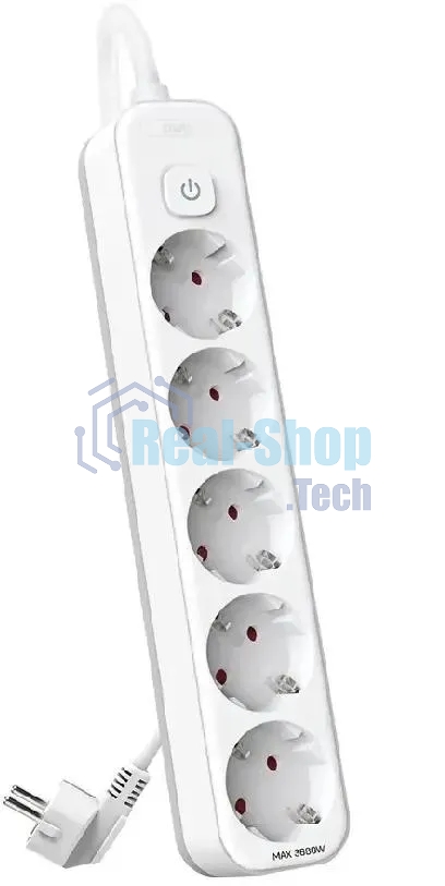 Сетевой фильтр Deli ET438 3 м (5 розеток) белый (пакет ПЭ)