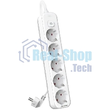 Сетевой фильтр Deli ET438 3 м (5 розеток) белый (пакет ПЭ)