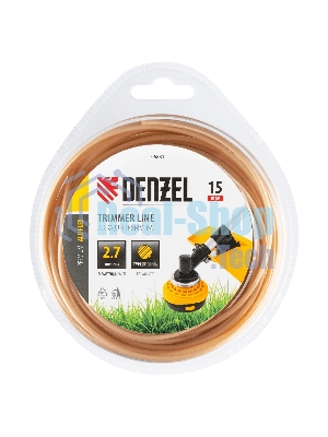 Леска для триммера Denzel круглая, 2,7мм х 15м, блистер