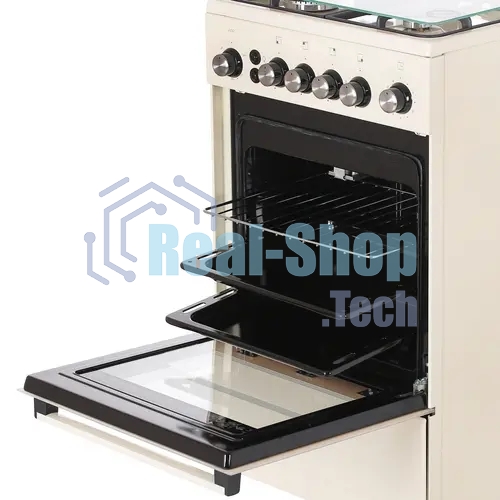 Плита газовая De Luxe 5040.40Г (кр) ЧР-013 бежевый, конфорок 4 шт, духовка 46 л, 50 см x 85 см x 50 см