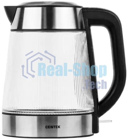 Чайник электрический Centek CT-0013 стекло, 2200 Вт, 1.8 л, серебристый