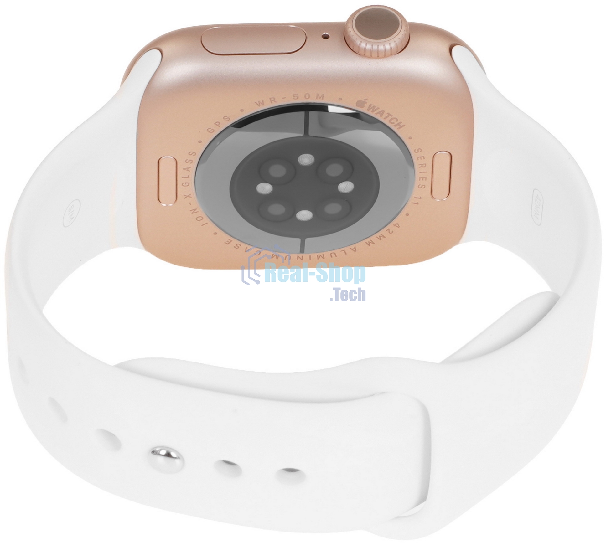 Умные часы Apple Watch Series 11 A3331 42мм OLED корп.розовое золото Sport Band рем.белый разм.брасл.:150-200мм (MEU44LW/A)