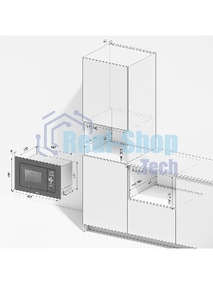 Микроволновая печь встраиваемая MONSHER 201 W 20 л, 800-1250 Вт, гриль, 8 программ, белый