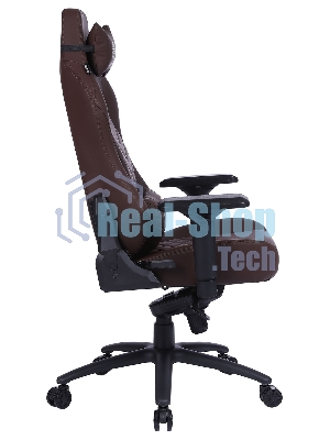 Кресло игровое Cactus CS-CHR-0112BR коричневый, сиденье коричневый, эко.кожа, с подголов. крестовина металл, пластик черный