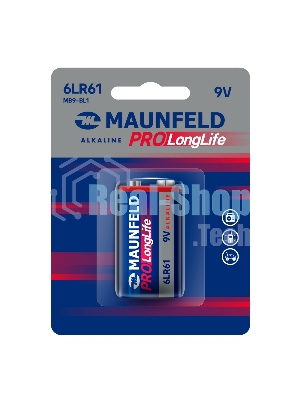 Батарейки Maunfeld PRO Long Life Alkaline 9V(6LR61) MB9-BL1, блистер 1 шт.