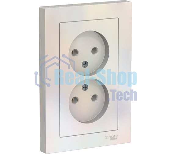 Розетка 2-м AtlasDesign без заземл. 16А в сборе жемчуг SchE ATN000420