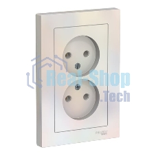 Розетка 2-м AtlasDesign без заземл. 16А в сборе жемчуг SchE ATN000420
