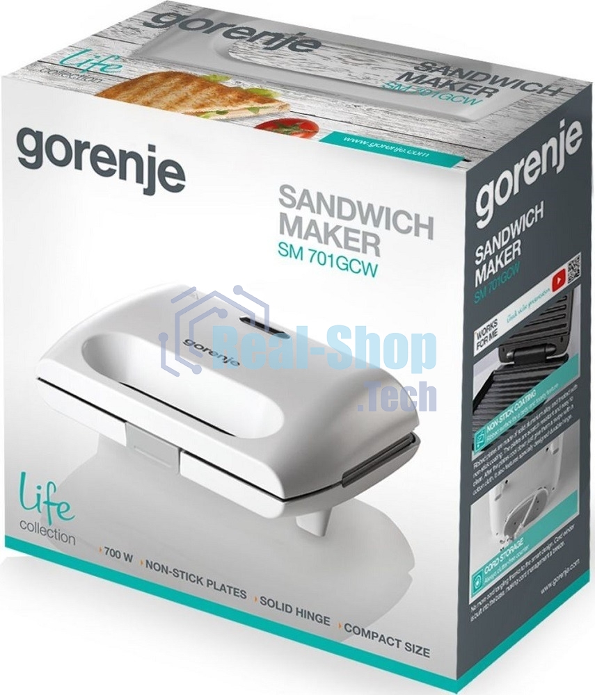 Сэндвичница электрическая Gorenje SM701GCW 700Вт белый