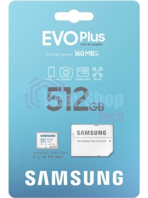 Флеш карта microSDXC 512Gb Samsung MB-MC512SA/EU EVO Plus + adapter