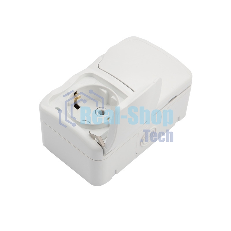 Блок из 2 розеток горизонтальный Kranz Mini OG открытой установки с заземлением, керамика, IP54 белый