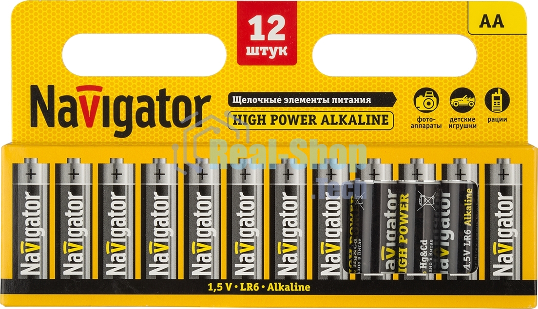 Элемент питания алкалиновый Navigator AA/LR6 NBT-NE-LR6-BP12 (блист.12шт)